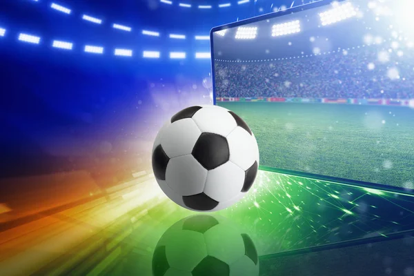 Live television broadcast of soccer match — Stock Photo, Image