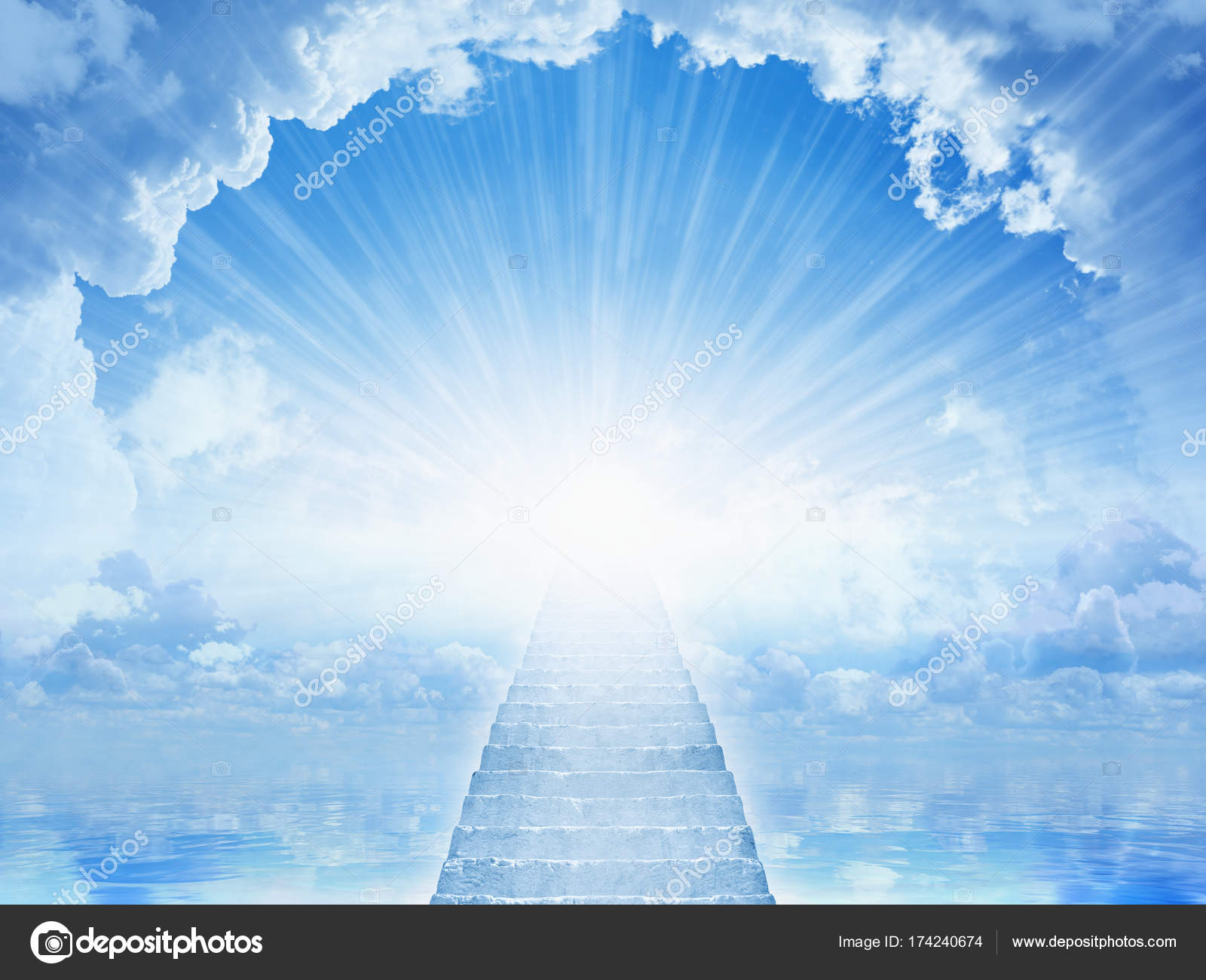 stairs to heaven, bright light from heaven, stairway leading up to