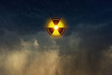 Nuclear fallout, hazardous accident with radioactive isotopes in clipart