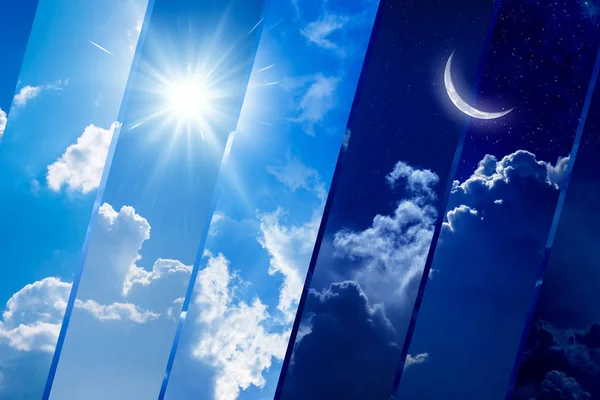 Dag och natt, ljus och mörker, solen och månen — Stockfoto