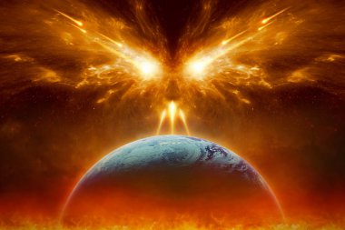 Judgment day, end of world, complete destruction of planet Earth clipart