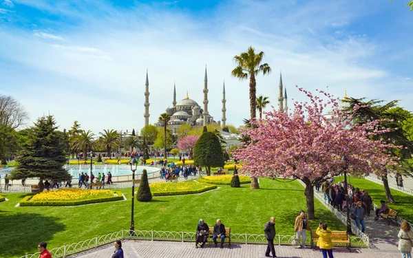 Piața cu vedere aeriană lângă Moscheea Albastră din Istanbul — Fotografie, imagine de stoc