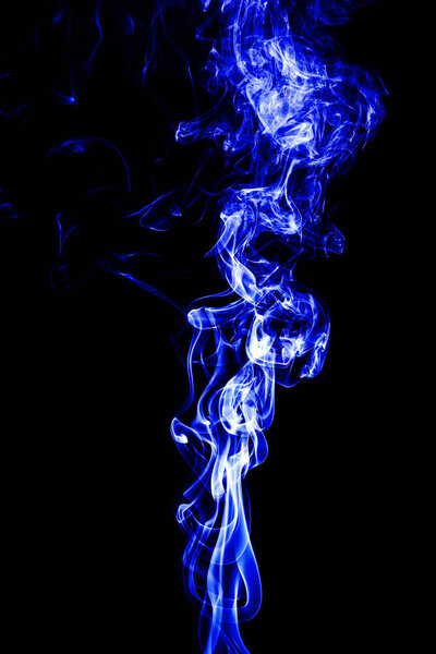 Abstract white smoke on black background, smoke background, blue smoke background, blue ink. Beautiful background