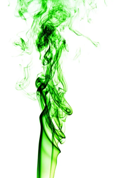 Humo verde abstracto sobre fondo blanco, fondo de humo, verde — Foto de Stock