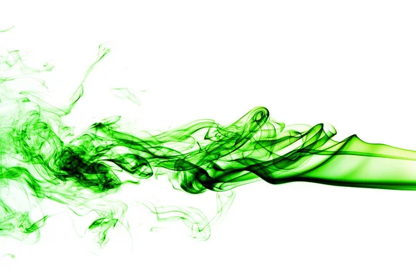 Abstraktní zelený kouř na bílém pozadí, kouřové pozadí, zelené — Stock fotografie