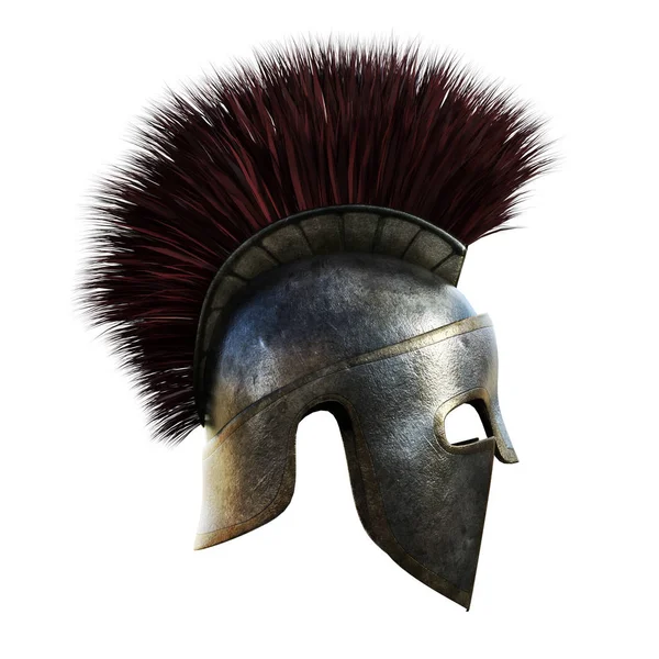 Спартанский Шлем Изолированном Белом Фоне — стоковое фото