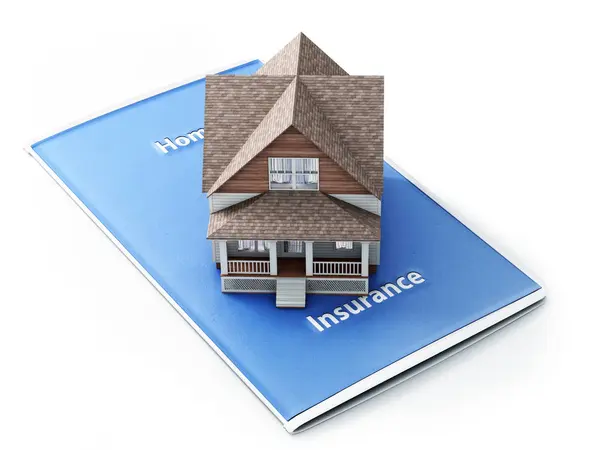 Home Insurance Concept House Sitting Insurance Brochure White Background Rendering — Stock Photo, Image