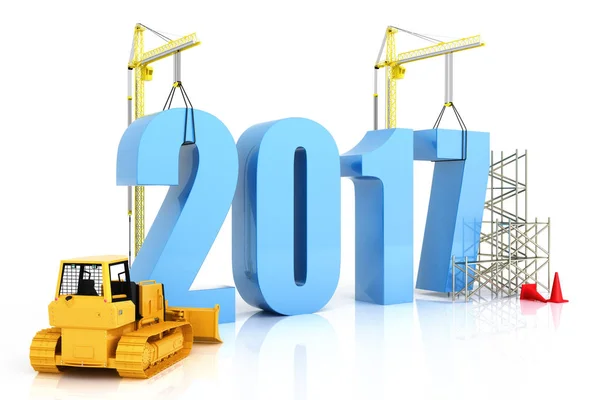 Anno 2017 crescita, costruzione, miglioramento del business o in generale concetto nell'anno 2017, su sfondo bianco — Foto Stock