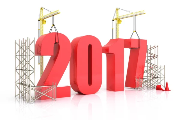 Year 2017 growth, building, improvement in business or in general concept in the year 2017, on a white background — Stock Photo, Image