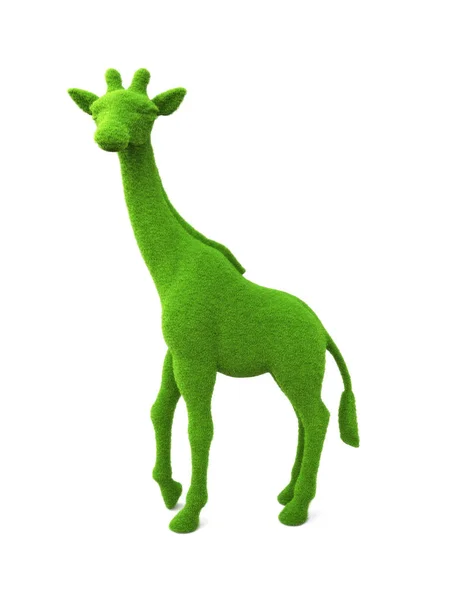 Dierlijke giraffe vormige gras hedge op een witte achtergrond. Onderdeel van een reeks dier thema. — Stockfoto