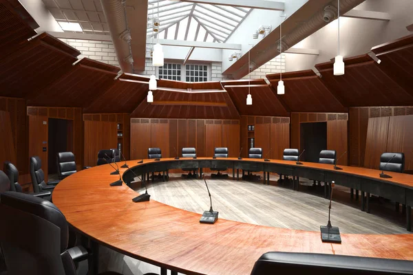 Uitvoerend moderne lege business office conferentiezaal met overhead dakraam . — Stockfoto