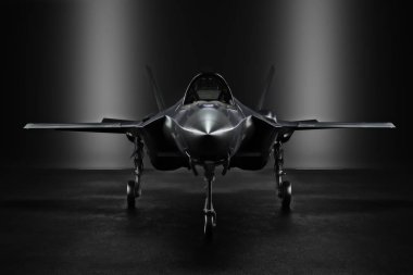 F35 gizli jet siluet aydınlatma ile adı açıklanmayan bir yerde gelişmiş. 3D render