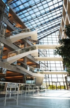 Modern lüks açık kat alışveriş merkezi veya Havaalanı kavramı. Foto gerçekçi 3d render