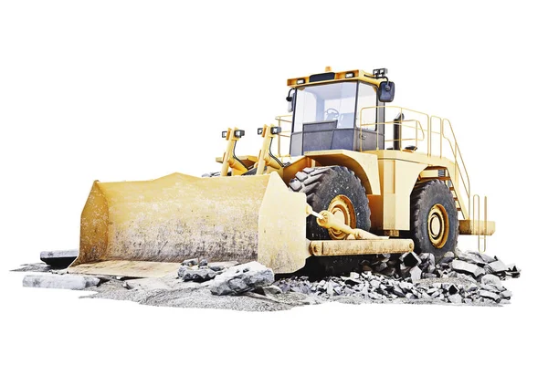 Bulldozer Building Construction Site Debris White Background Rendering — Stock Photo, Image