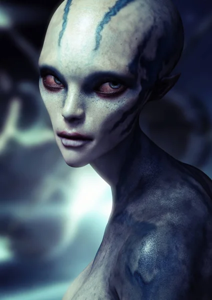 Portrait Alien Female Rendering — Stock Photo, Image