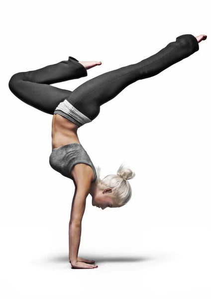 Fit Female Doing Yoga Rendering Isolated White Background — Stock Photo, Image