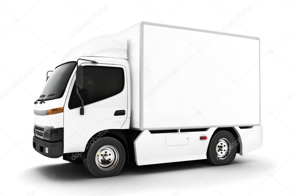 Generic white industrial transport truck on an isolated white background.Room for text or copy space. 3d rendering
