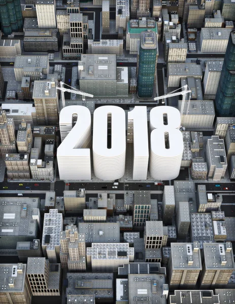Building 2018 Business Construction Growth Concept Rendering Illustration City Words — Stock Photo, Image