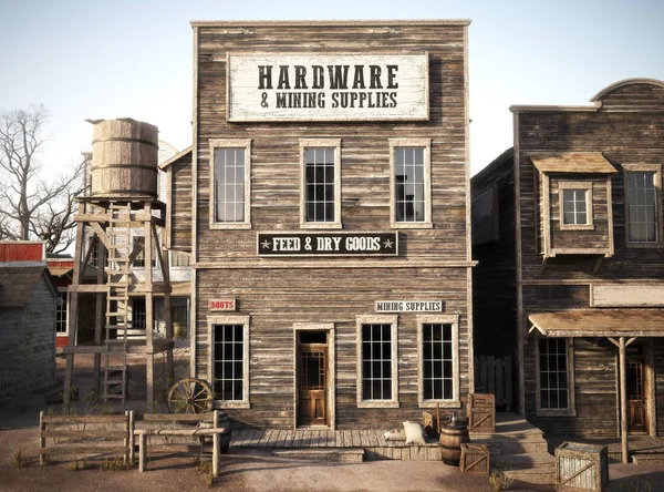 Western Town Rustic Hardware Mining Supply Store Rendering Part Western — Stock Photo, Image
