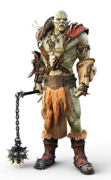 Savage Orc Brute Warrior Wearing Traditional Armor Fantasy Themed Character — Stock Photo, Image