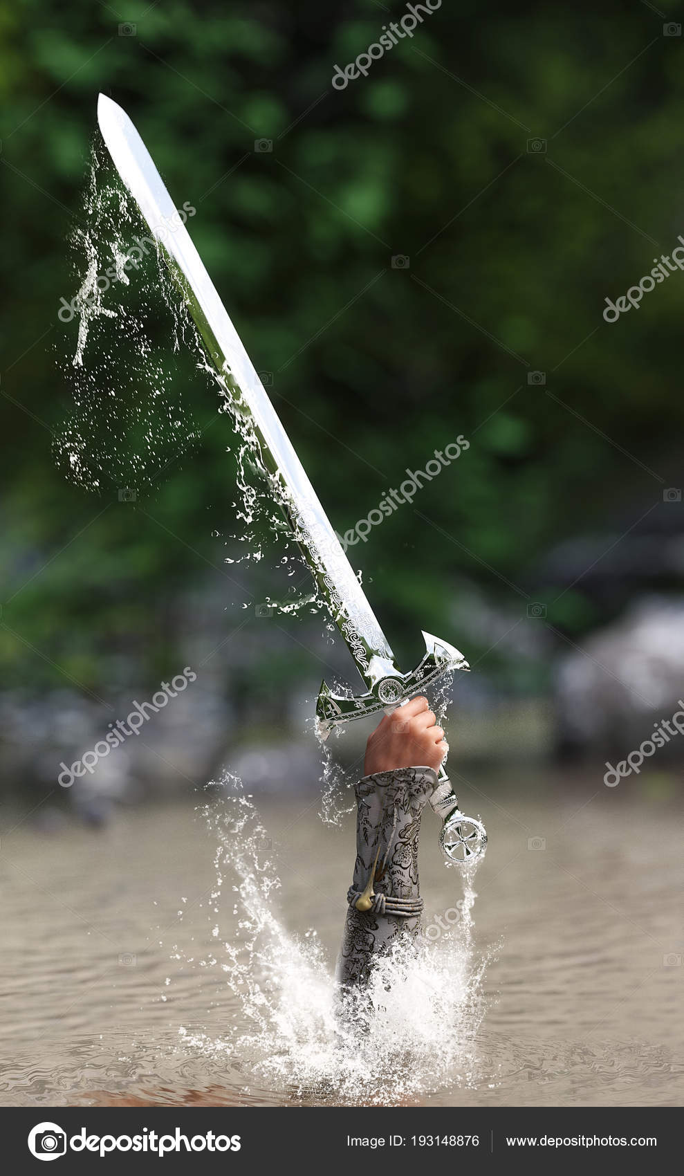 Lady Lake Thrusting Sword Air Rendering — Stock Photo © digitalstorm ...