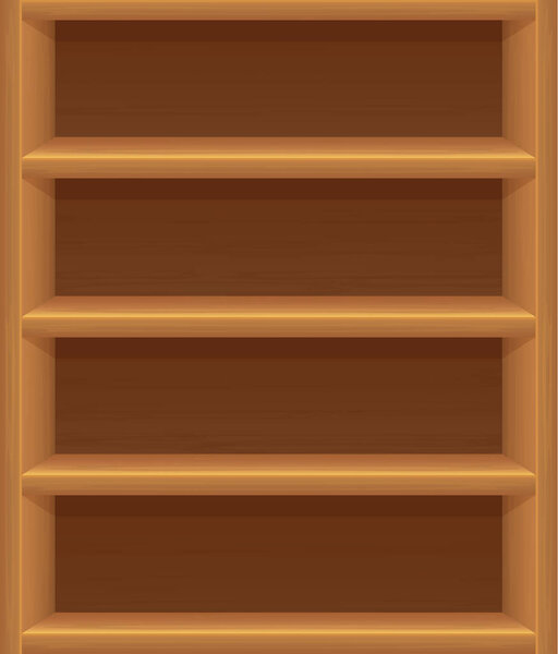Empty wooden shelves. Vector cartoon illustration