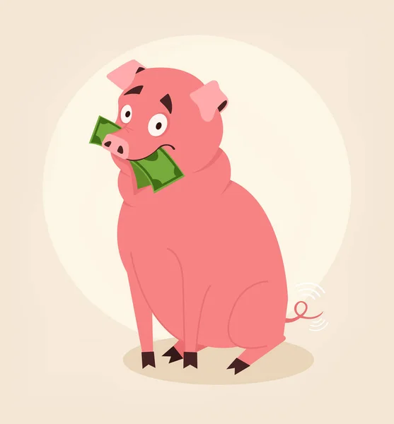 Feliz personaje de la hucha sonriente con dinero. Vector plano ilustración de dibujos animados — Archivo Imágenes Vectoriales