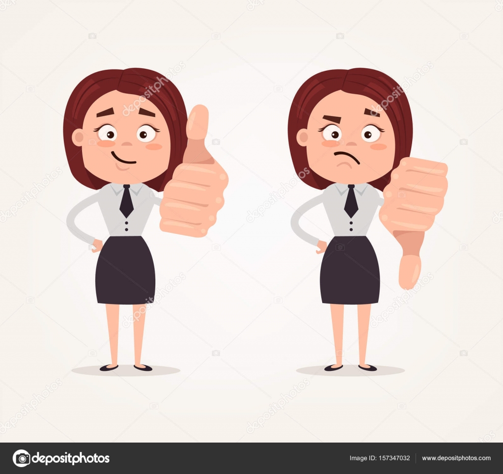 Happy smiling and angry sad business woman office worker characters show likes and dislikes hand gesture sign. Vector flat cartoon illustration set Stock Vector Image by ©MicrobaGrandioza #157347032 Happy smiling and angry sad business woman office worker characters show likes and dislikes hand gesture sign. Vector flat cartoon illustration set Stock Vector Image by ©MicrobaGrandioza #157347032