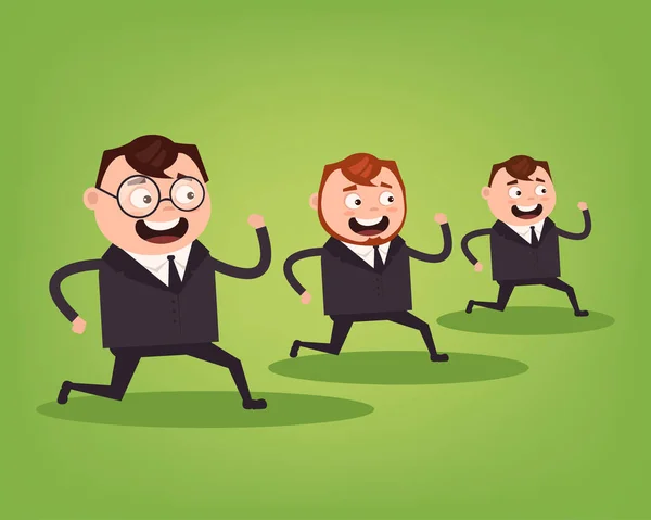 Empresários trabalhadores de escritório personagens correndo. Conceito de concorrência. Ilustração de desenho animado plano vetorial — Vetor de Stock