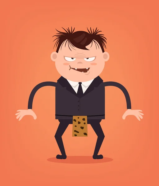 Funcionário de escritório irritado personagem homem caverna empresário. Ilustração de desenho animado plano vetorial —  Vetores de Stock