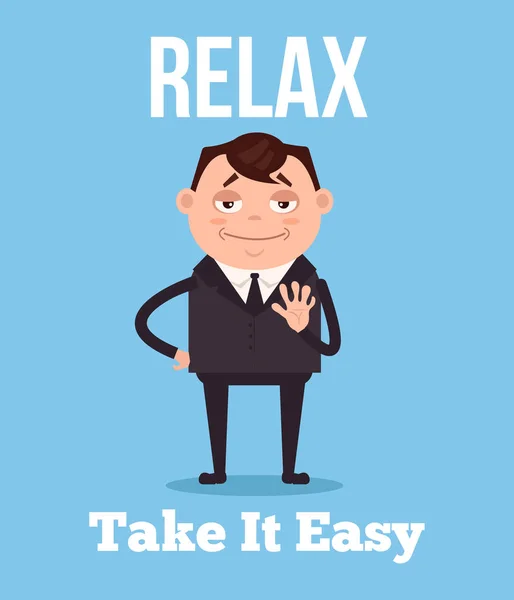 Calm and relax office worker businessman character. Vector flat cartoon illustration