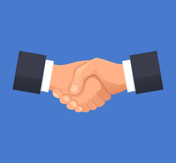 Schud handen overeenkomst en overeenkomst. Partnerschap bedrijfsconcepten. Vectorillustratie platte cartoon — Stockvector