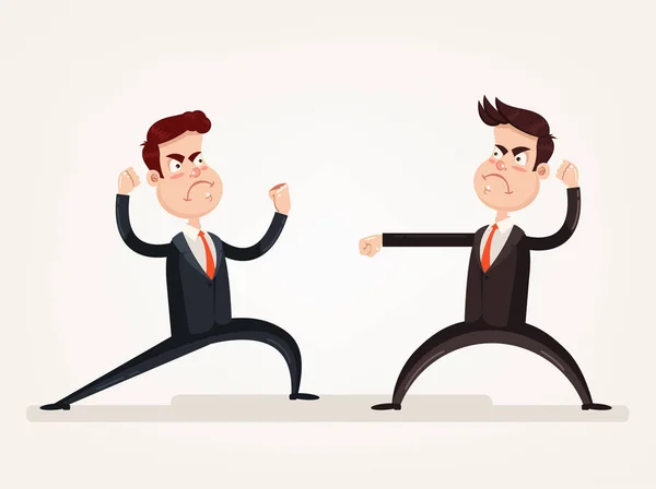 Irritado Agressivo Empresário Escritório Personagem Trabalhador Brigando Discussão Luta Trabalho —  Vetores de Stock