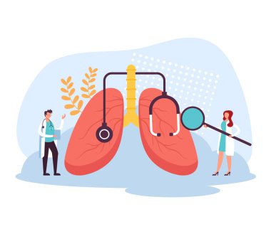 Pulmonoloji, akciğer tıbbı konsepti. Vektör düz grafik tasarım çizimi