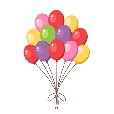 Renkli izole balon grubu. Vektör düz grafik tasarım çizimi