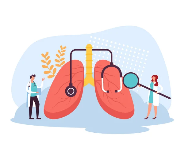 Diagnóstico Neumología Concepto Medicina Pulmonar Ilustración Diseño Gráfico Plano Vectorial — Vector de stock