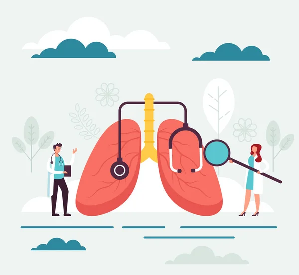 肺腫瘍学肺健康医学手術の概念 ベクターフラットグラフィックデザイン漫画イラスト — ストックベクタ