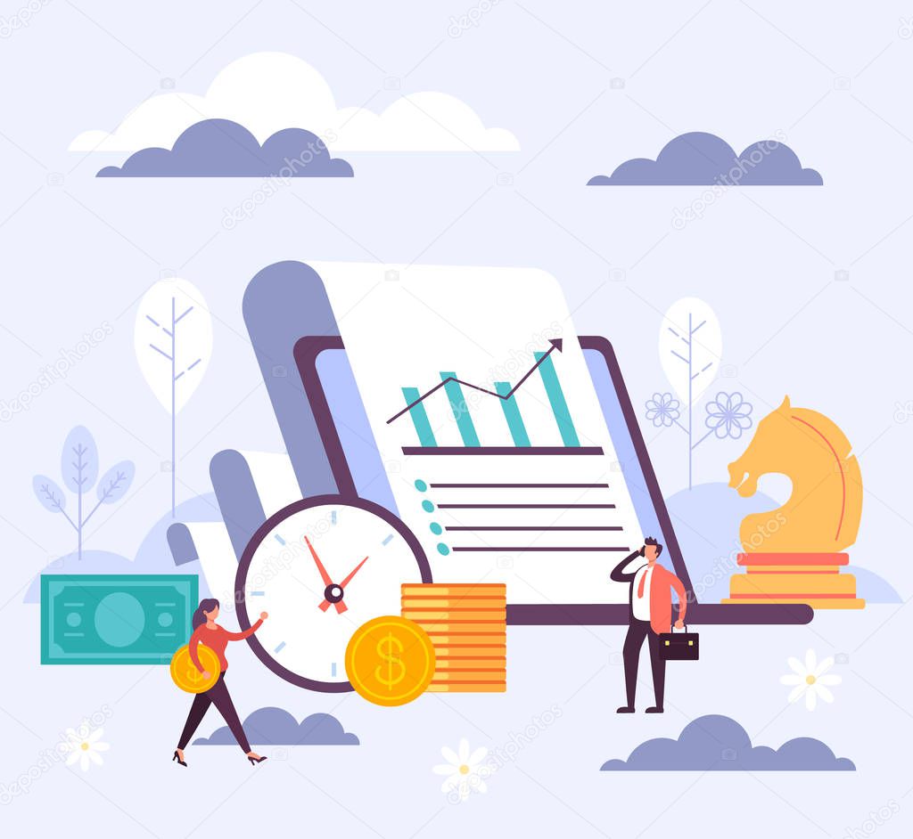 Financial investments concept. Vector flat cartoon graphic design illustration