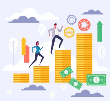 Gelir artışı, yatırım. Vektör düz grafik tasarım çizgi film illüstrasyonu