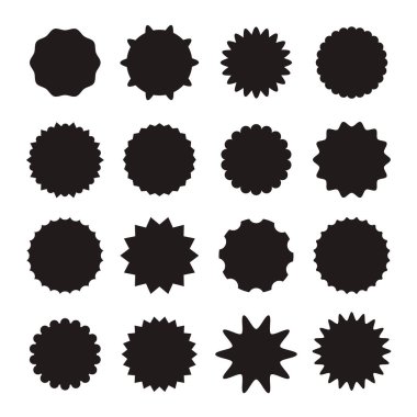 Siyah çıkartmalar izole edilmiş set koleksiyonu. Vektör düz grafik tasarım çizgi film illüstrasyonu