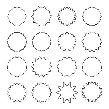Siyah çıkartmalar izole edilmiş set sanat koleksiyonu. Vektör düz grafik tasarım çizgi film illüstrasyonu