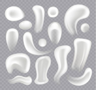 Kozmetik krem dokusu gerçekçi izole set koleksiyonu. Vektör düz grafik tasarım çizimi