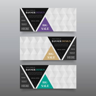 Üçgen pankart dizayn şablonları. Web pankartı tasarım vektörü. Metin ve düğmeli web sitesi pankartı şablonu. İş, reklam afişleri düzenlenebilir. Şirket afişleri reklamı. Cta pankartı reklam tasarımı. 