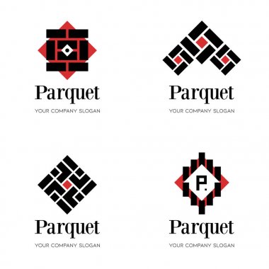 Parke logo şablonu. Yer logosu şablonu. Parke şirketi, döşeme şirketi için soyut logo tasarım şablonları. Döşeme şirketi logolarının düzenlenebilir vektör şablonu, soyut parke logosu tasarımları.