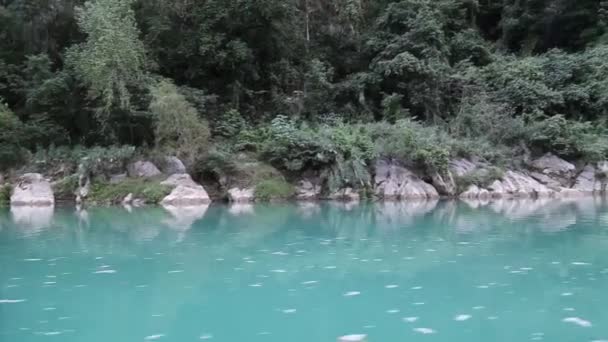 River Amazing Crystalline Blue Water Tamul Waterfall San Luis Potos — Stock Video