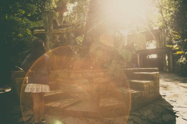 January 1, 2020. Xilitla, San Luis Potosí, Mexico. Panoramic view of the pools (Las Pozas), Architecture in a surreal garden located in the subtropical jungle of the Sierra Madre mountains.