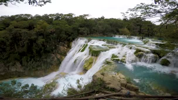 Incredibly Beautiful Fabulous Magical Landscape Bridge Waterfall Salto Meco San — Stock Video