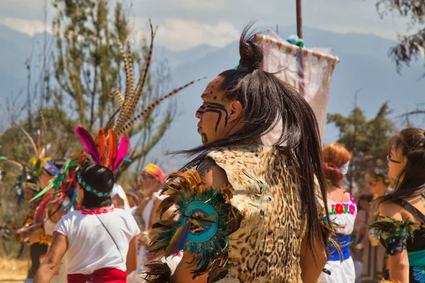 Sacromonte Amecameca February 2020 Dancer Characterized Prehispanic Costumes Parque Nacional — 스톡 사진