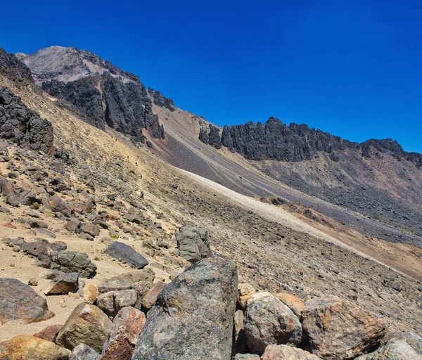 Volcan Popocatepetl Mexique Touriste Sommet Hautes Roches Concept Sport Vie — Photo