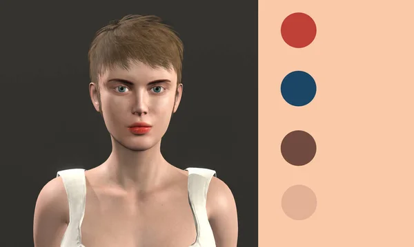 Portret Dziewczyny Użyciem Makijażu Kosmetyki Stosując Kolor Palety Czystej Skóry — Zdjęcie stockowe